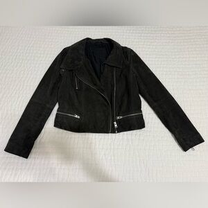 All Saints Women's Suede Leather Bales Jacket - Gray Size 8